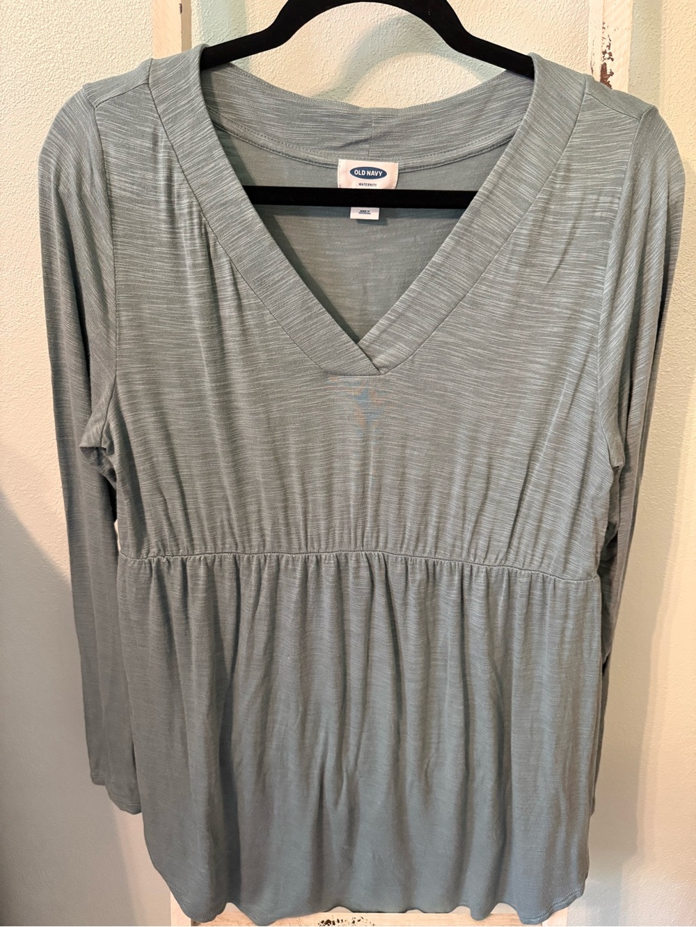 Old Navy Maternity Women's Turquoise Green V-Neck Long Sleeve Top Size L